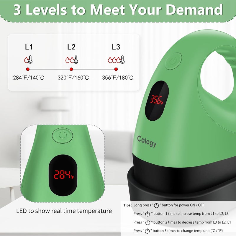 Calogy Mini Heat Press, Heat Transfer Machine, Constant Temp Control, Insulated Safety Base, Fits for Crafts, T-Shirt, Hat, Cap, Pillows (Pomelo Green) - Image 3